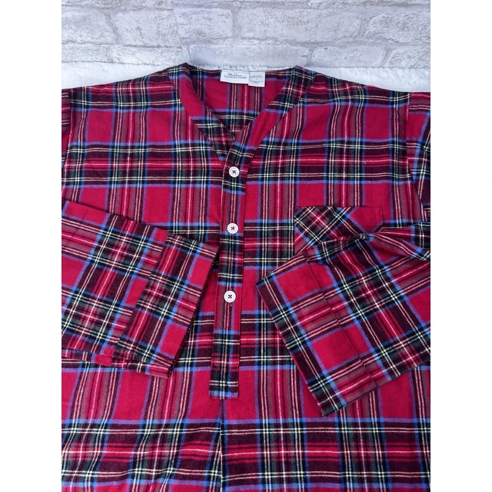 Vermont Country Store Size L Soft Cotton Flannel Nightgown Night Shirt Red Plaid
